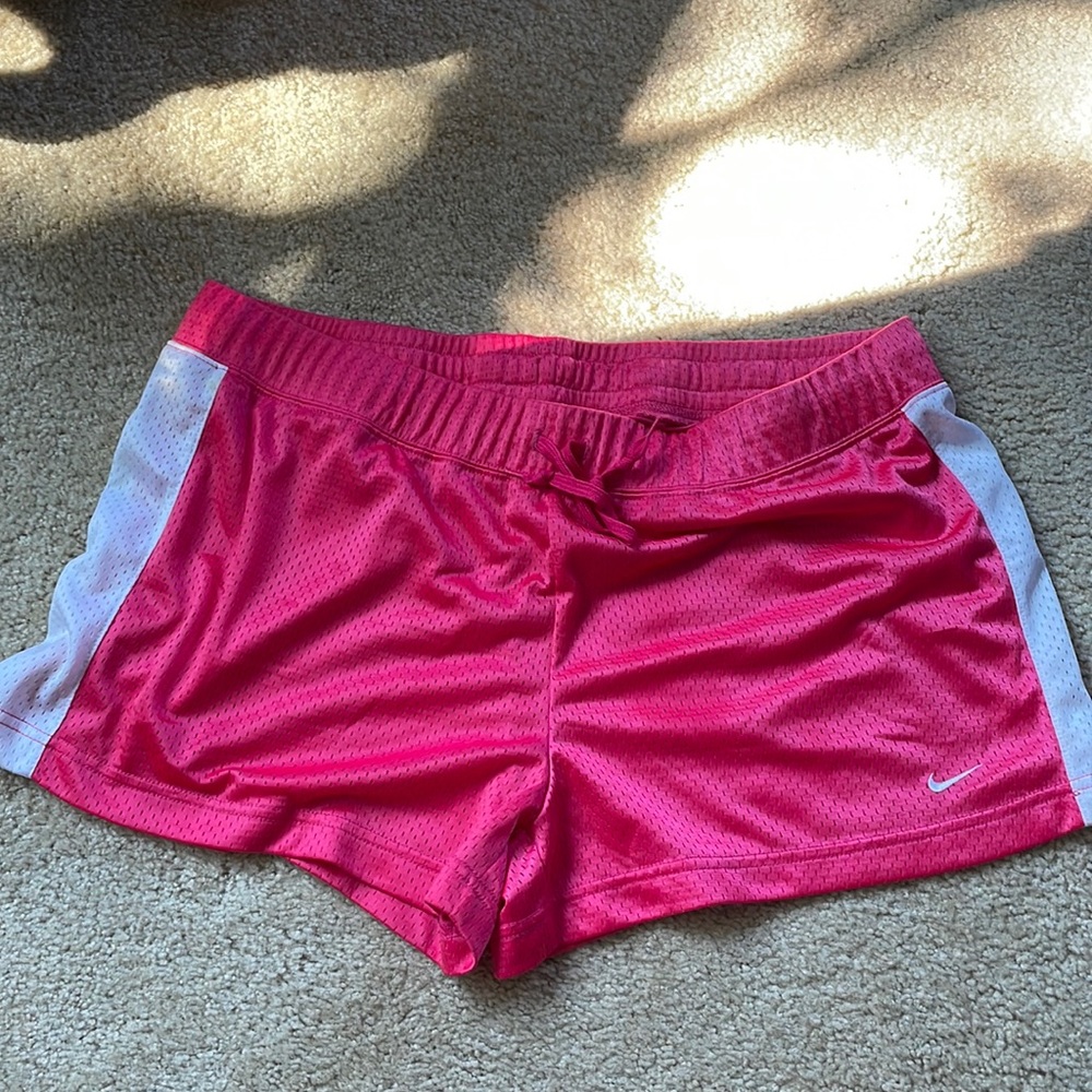 Nike pink and white shorts